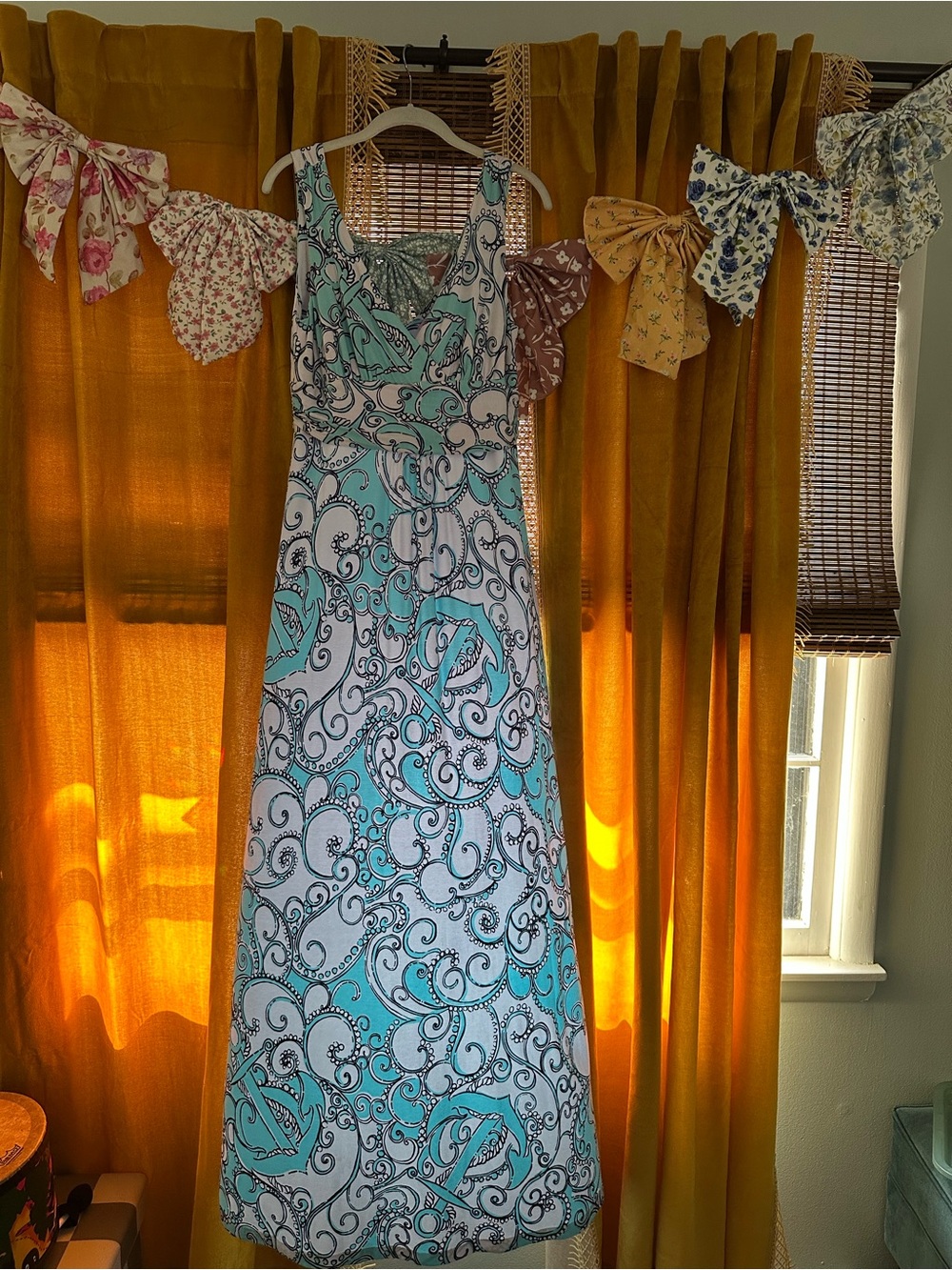 Lilly Pulitzer Sloane Maxi Dress Shape Up Or Ship Out Blue Anchor Size L